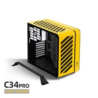 方糖机械大师 酷方C34Pro   小型ATX/EATX主板 支持360水冷 台式侧透 便携桌面方案 铝合金 便携 手提机箱 限量版大黄蜂黄