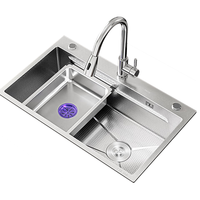 四季沐歌厨房水槽大单槽手工 304不锈钢水槽蜂窝压纹洗菜盆洗碗槽洗菜池