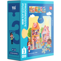 TOI进阶早教拼图玩具大块纸质拼图男女孩儿童3阶科学小镇影
