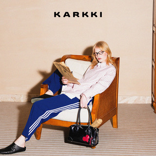 KARKKI/个奇 波士顿包 头层牛皮 黑色 女士手提包