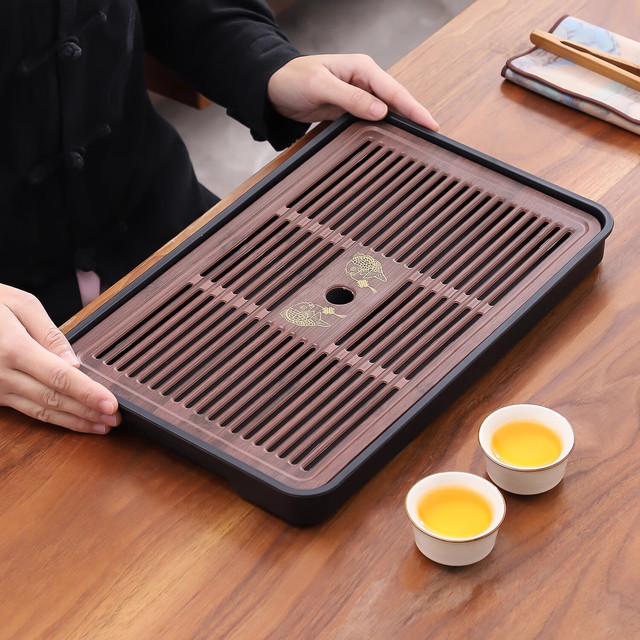 豪迈 实木茶盘 茶具套装 37*24cm 胡桃色
