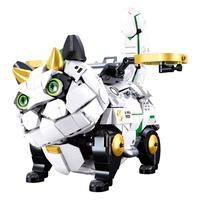 野想积木三太子机械猫咪 潮玩摆件小颗粒 拼装玩具模型