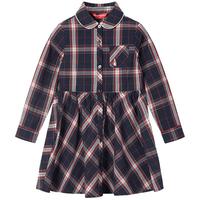 暇步士童装儿童秋装裙子女童秋季女大童时尚格子长袖连衣裙 珊瑚红 110cm