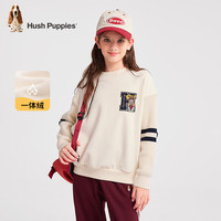 暇步士(Hush Puppies)【经典款】童装儿童男女大童冬季新款舒适蓬松柔软一体绒卫衣 奶油色 1
