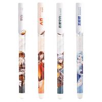 爱好（AIHAO）王者荣耀联名可擦中性笔0.5mmST尖小高颜值摩易擦笔晶蓝色自带橡皮 GP2903 【可擦黑色】4盒8支 【每人物各1】黑色4盒