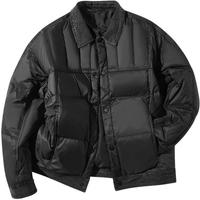 gxgjeans男装 多色牛仔拼接保暖翻领羽绒服外套 25年冬新品 黑色