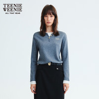 TEENIE WEENIE 小熊女装毛针织衫25秋款假两件撞色毛衣 灰色 M