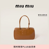 MiuMiu【礼物】缪缪女士Beau牛皮革中号手提包单肩包 干邑色 30*17