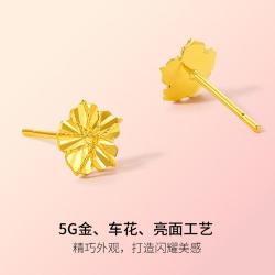 周六福 黄金耳饰 小金花耳钉 1.27g 一对