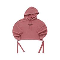 FILA FUSION 斐乐潮牌女子针织连帽上衣时尚纯棉短卫衣 草珊瑚红-RD 175/92A/XL