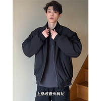 举风男生bomber短宽棉衣秋冬加厚保暖外套加棉夹克衫cleanfit夹克棉服 黑色 M