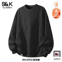 班尼路 男士美式休闲卫衣 秋冬加绒加厚格纹宽松长袖上衣