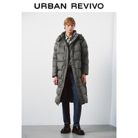 UR2025冬季男装流光风气质连帽长款羽绒服UMM150017 中灰 M