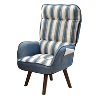 家逸 电脑椅家用办公椅子可躺靠背转椅人体工学椅可旋转沙发椅 简约款/蓝色条纹