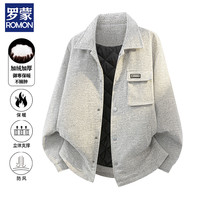 罗蒙 秋冬季翻领加绒夹克男士小香风宽松休闲百搭美式复古长袖外套