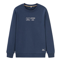 Mizuno 美津浓 卫衣男 春秋休闲长袖t恤男纯色圆领宽松户外男士上衣 XL 15灰蓝