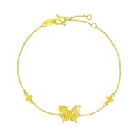 圣诞周大生黄金手链女5G足金花丝蝴蝶新中式手饰O字链