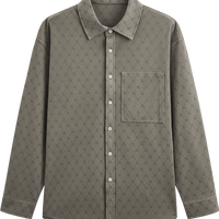 GXG GXG男装男士棕灰色基础宽松翻领通勤长袖衬衫男内搭衬衫