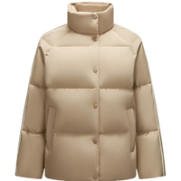 森马（Semir）羽绒服女立领撞色插肩袖宽松2024冬三防防风保暖外套时尚 浅驼(白鸭绒)50047 170/92A/XL