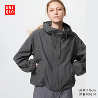 优衣库 女装休闲连帽短外套481600 07 青灰色