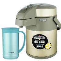 虎牌（TIGER） Tiger虎牌保温杯家用办公两用型气压式保温壶带茶滤网泡茶办公杯具套装 2.2L 金色保温壶2.2L+绿色保温杯500ml