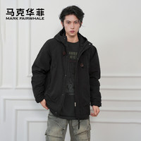 马克华菲25冬男棉服外套大口袋工装棉服上衣 黑色 XL