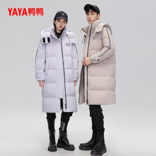 鸭鸭羽绒服 女长款2025冬季加厚时尚保暖外套魔术贴设计中长款外套