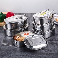 304不锈钢饭盒食堂蒸饭盒加厚快餐盒便当盒长方形饭盒