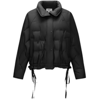 森马(Semir)羽绒服女冬花边90绒子防风oversize轻薄2025新款甜酷小众上衣 黑色调(灰鸭绒)00399
