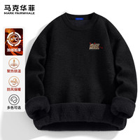 马克华菲 秋冬季男士加绒加厚圆领针织毛衣