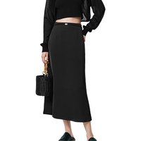 太平鸟女装长款高级半身裙夏女气质鱼尾裙时尚优雅半身裙简约通勤 黑色