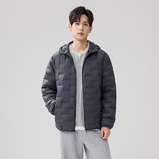 雪中飞 轻薄款羽绒服男 极地灰 连帽 2XL 90%白鸭绒短款外套
