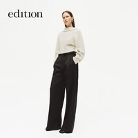 edition毛衣女2025冬季前后两穿双层领羊毛立裁收腰针织衫 米白色 M