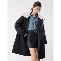 ELLE90白鸭绒黑色中长款羽绒服女2025冬季新款高级感保暖宽松外套 黑色