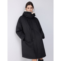 ELLE 90白鸭绒黑色中长款羽绒服女2025冬季高级感保暖宽松外套 黑色 L