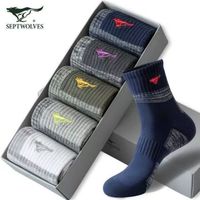 七匹狼 商务高端男袜 纯棉中高筒袜子 厚款袜 5双礼盒装
