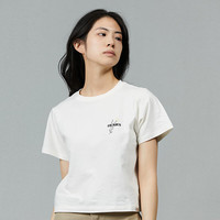 Dickies短袖T恤 女式胸前小印花短款休闲圆领短袖T恤DK013069 云白色 XL