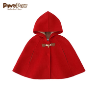 PawinPaw小熊童装年秋冬婴幼童斗篷外套女宝宝大衣绵羊毛拜年过年 米色/35 130