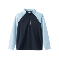 亚瑟士 儿童2026年半高领logo长袖撞色速干T恤舒适百搭 5003藏青色 120