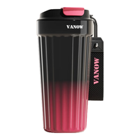VANOW保温杯咖啡杯陶瓷内胆女士高颜值水杯男不锈钢吸管高档杯子 渐变红-316不锈钢(罗马款) 520ml