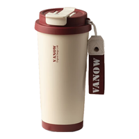 VANOW保温杯咖啡杯陶瓷内胆女士高颜值水杯男不锈钢吸管高档杯子 复古红-陶瓷覆层(经典款) 500ml