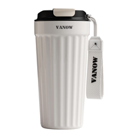 VANOW保温杯咖啡杯陶瓷内胆女士高颜值水杯男不锈钢吸管高档杯子 烟空白-316不锈钢(罗马款) 520ml