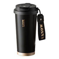 VANOW保温杯咖啡杯陶瓷内胆女士高颜值水杯男不锈钢吸管高档杯子 暮色黑-316不锈钢(经典款) 500ml