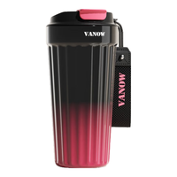 VANOW保温杯咖啡杯陶瓷内胆女士高颜值水杯男不锈钢吸管高档杯子 渐变红-陶瓷覆层(罗马款) 520ml