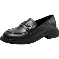 ZHR 乐福鞋女春秋复古软底小皮鞋女一脚蹬两穿单鞋女 AH338 黑色 38