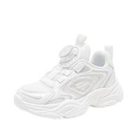 回力童鞋透气女童袜子鞋2024春季舒适男童休闲鞋女童时尚鞋子 白色 28码 内长约18.1cm