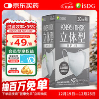 医食同源 KN95口罩保暖冬季 3d独立包装立体型透气一次性防护灰色 30枚