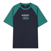 Gap 盖璞 男女撞色纯棉短袖T恤 885838 蓝绿撞色 XXL