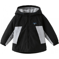 戴维贝拉（DAVE＆BELLA）中大童连帽上衣加绒儿童外套2024冬装男童外衣休闲小女孩衣服 黑色 120cm（身高110-120cm）