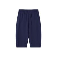 鸿星尔克男童裤子儿童夏季运动裤子梭织运动七分裤中大童儿童运动裤 蓝黑色 170